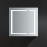 Spazio 30 in. W x 30 in. H Recessed or Surface Mount Medicine Cabinet with LED Lighting and Mirror Defogger