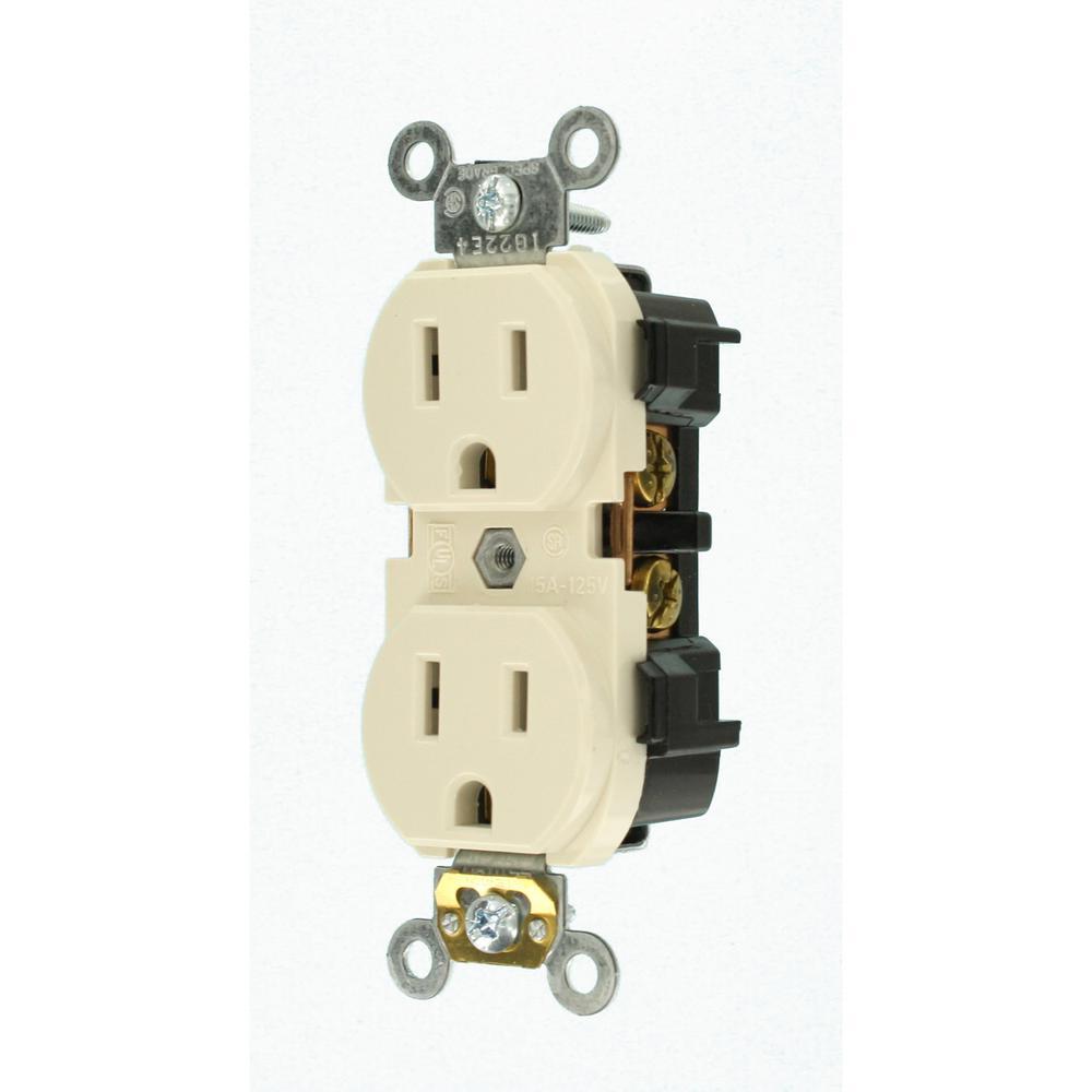 15 Amp Industrial Grade Narrow-Body Duplex Outlet, Light Almond - Super Arbor
