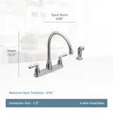 Moen Banbury High-Arc 2-Handle Kitchen Faucet with Side Sprayer, Spot Resist Stainless