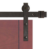 36 in. x 84 in. Contemporary Prefinished 5-Panel Flush Mahogany Wood Sliding Barn Door with Bronze Hardware Kit - Super Arbor