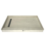 Base'N Bench 48 in. x 72 in. Single Threshold Shower Base and Bench Kit with Left Drain in Solid Brushed Nickel - Super Arbor