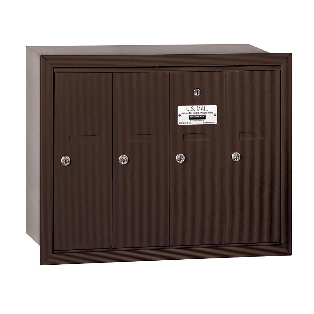 Aluminum Recessed-Mounted USPS Access Vertical Mailbox with 4 Door - Super Arbor