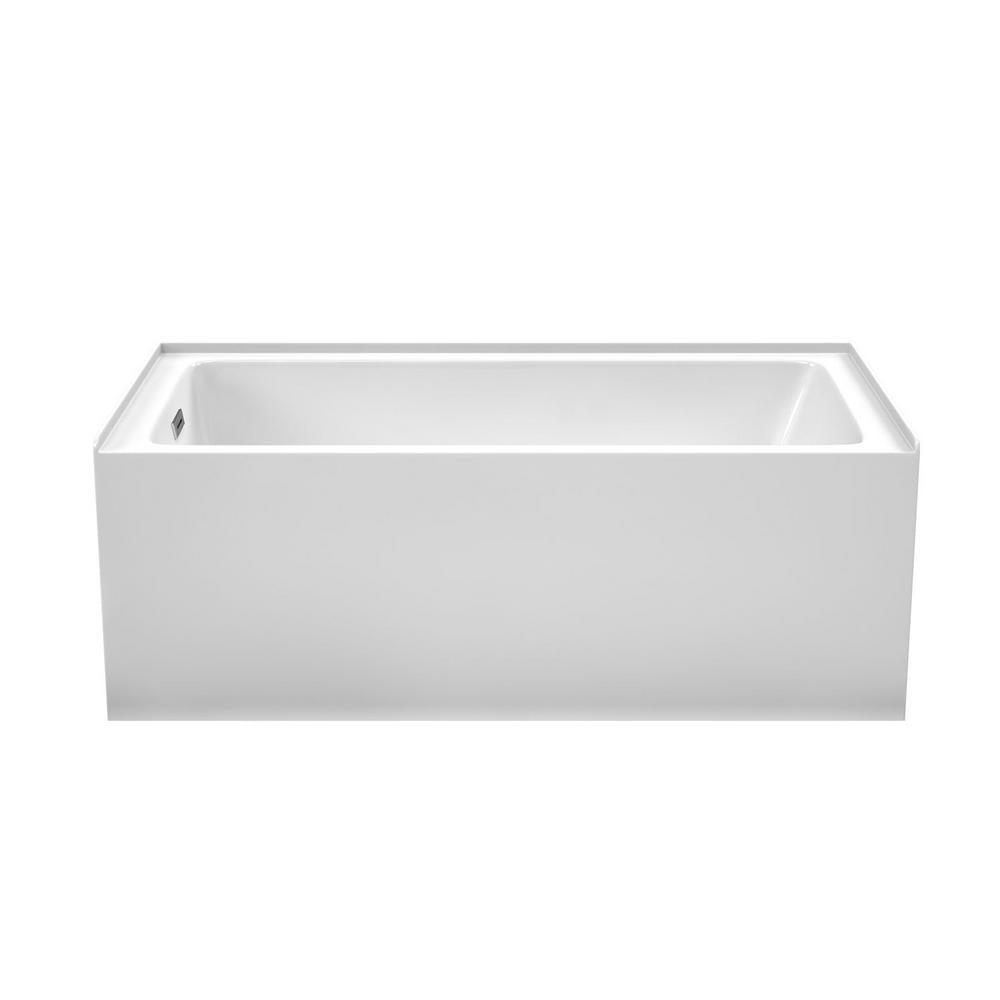 Grayley 60 in. L x 32 in. W Acrylic Left Hand Drain Rectangular Alcove Bathtub in White with Chrome Trim - Super Arbor