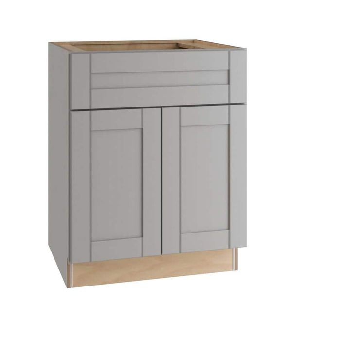 Home Decorators Collection Washington Veiled Gray Plywood Shaker Assembled Vanity Sink Base Kitchen Cabinet Sft Cls 30 in W x 24 in D x 34.5 in H