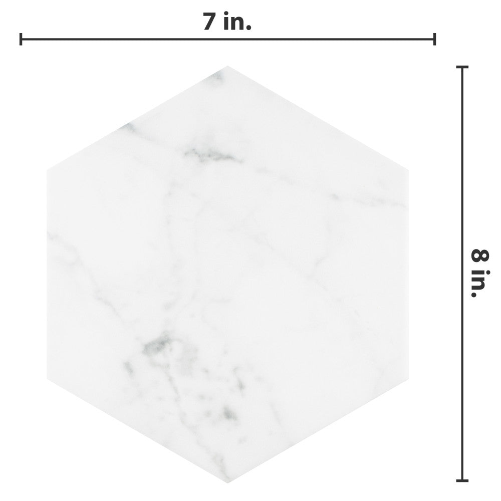 Merola Tile Classico Carrara Hexagon 7 in. x 8 in. Porcelain Floor and Wall Tile (7.67 sq. ft. / case)