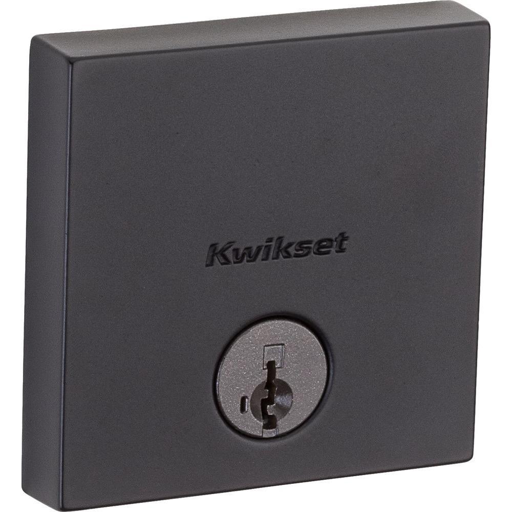 Downtown Low Profile Satin Nickel Square Single Cylinder Contemporary Deadbolt featuring SmartKey Security - Super Arbor