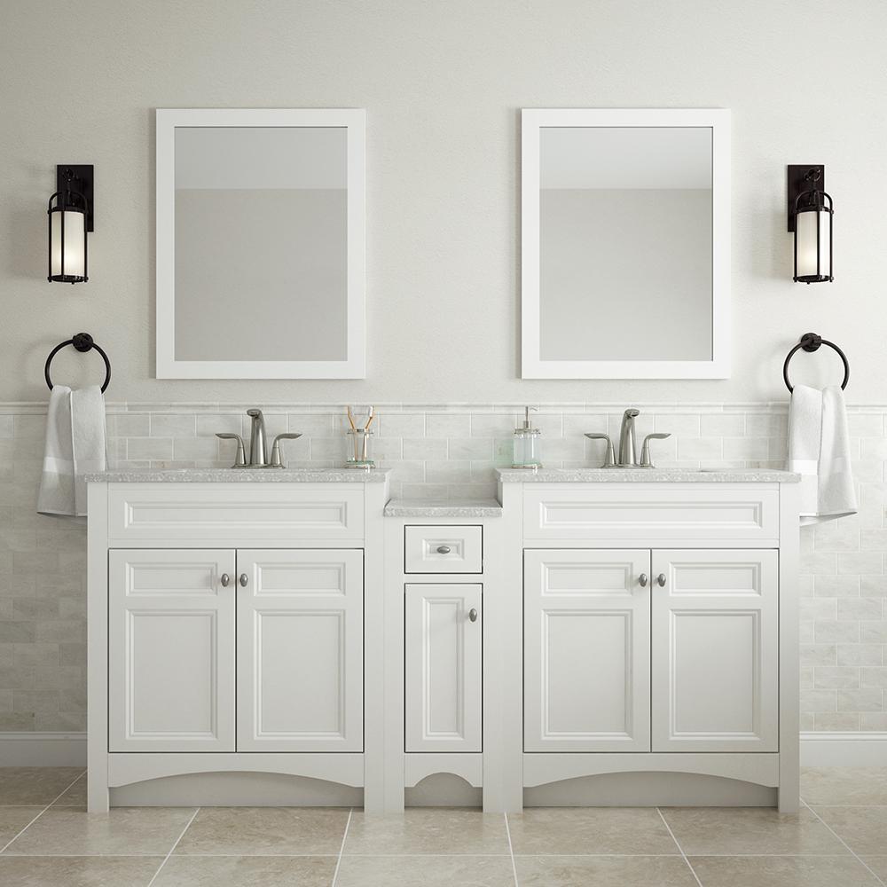 Modular 30-1/2 in. W Bath Vanity in White with Solid Surface Technology Vanity Top in Silver Fox with White Basin - Super Arbor