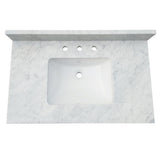 31 in. W x 22 in. D x 1 in. H Bianco Carrara White Marble Vanity Top with White Basin - Super Arbor