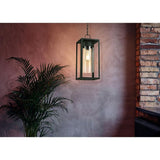 Walker Hill 7.36 in. W x 17.63 in. H 1-Light Matte Black Outdoor Hanging Pendant Light with Clear Glass