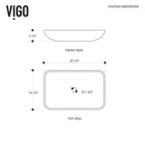 VIGO Amber Sunset Handmade Countertop Glass Rectangle Vessel Bathroom Sink in Light Wood