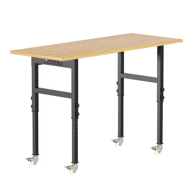 RaDEWAY 48-in L x 40-in H Rolling Black Wood Adjustable Height Work Bench
