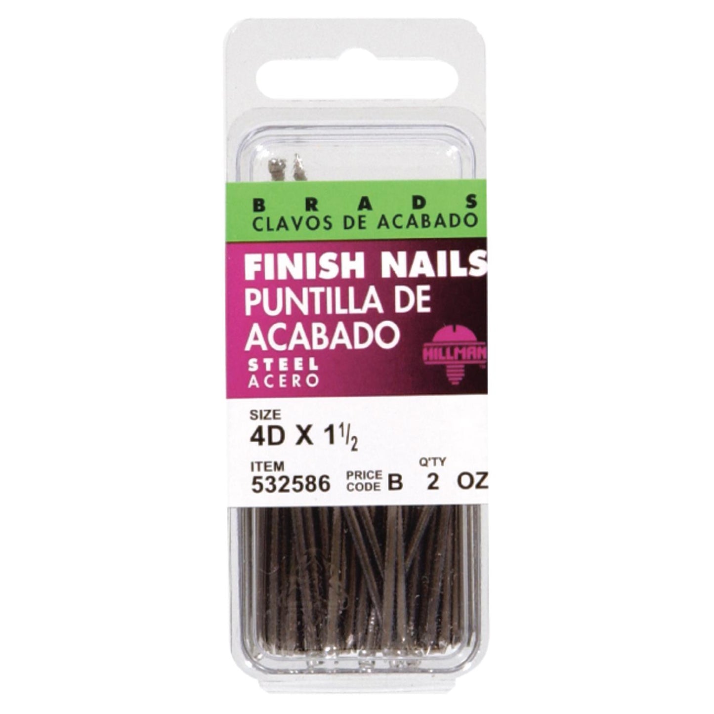 Hillman 4D 1-1/2 in. Finishing Polished Steel Nails, Large Head, 2 oz Pack