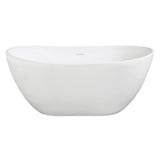 Collete 56.3 in. Solid Surface Flatbottom Freestanding Bathtub in White - Super Arbor