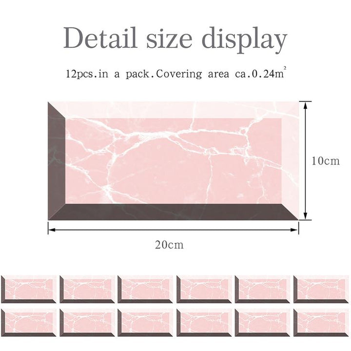 DIY Set 20x10cm Mosaic Kitchen Tile Stickers Bathroom Self-Adhesive Decor Waterproof