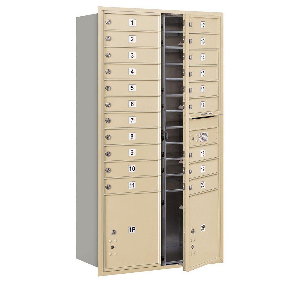 56 3/4 in. H x 31-1/8 in. W Aluminum Front Loading 4C Horizontal Mailbox with 20 MB1 Doors/2 PL's - Super Arbor