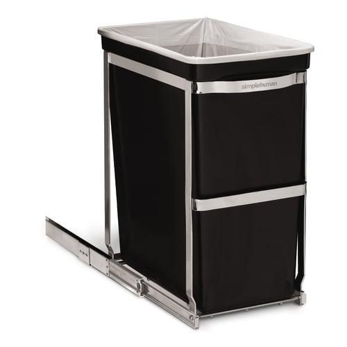 simplehuman 30-Liter Black Plastic Trash Can
