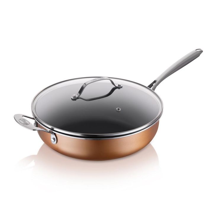 5.5 qt. Aluminum Cast Textured Coating Non-Stick Deep Saute Pan with Glass Lid and Helper Handle