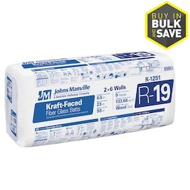 Energy Star Qualified; Johns Manville R-19 Fiberglass Batt Insulation with Sound Barrier (23-in W x 93-in L)