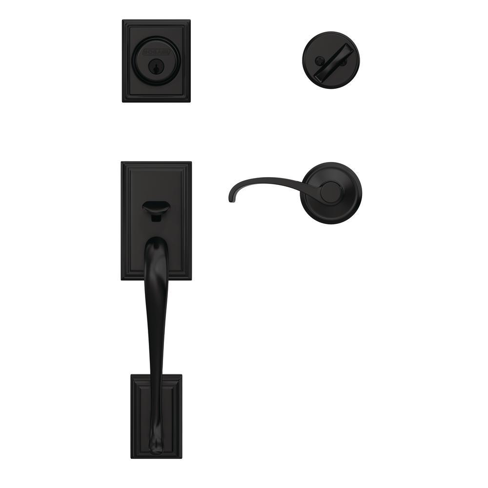 Custom Addison Matte Black Single Cylinder Door Handleset with Whitney Door Lever - Super Arbor
