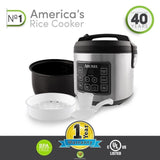 20-Cup Silver Rice Cooker with Food Steamer and Slow Cooker Functions