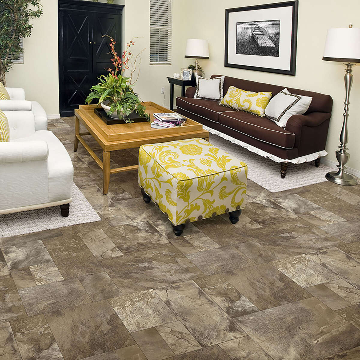 Congoleum AirStep Advantage Savor 12-ft W x Cut-to-Length Sushi Patterned Look Low-Gloss Sheet Vinyl Flooring
