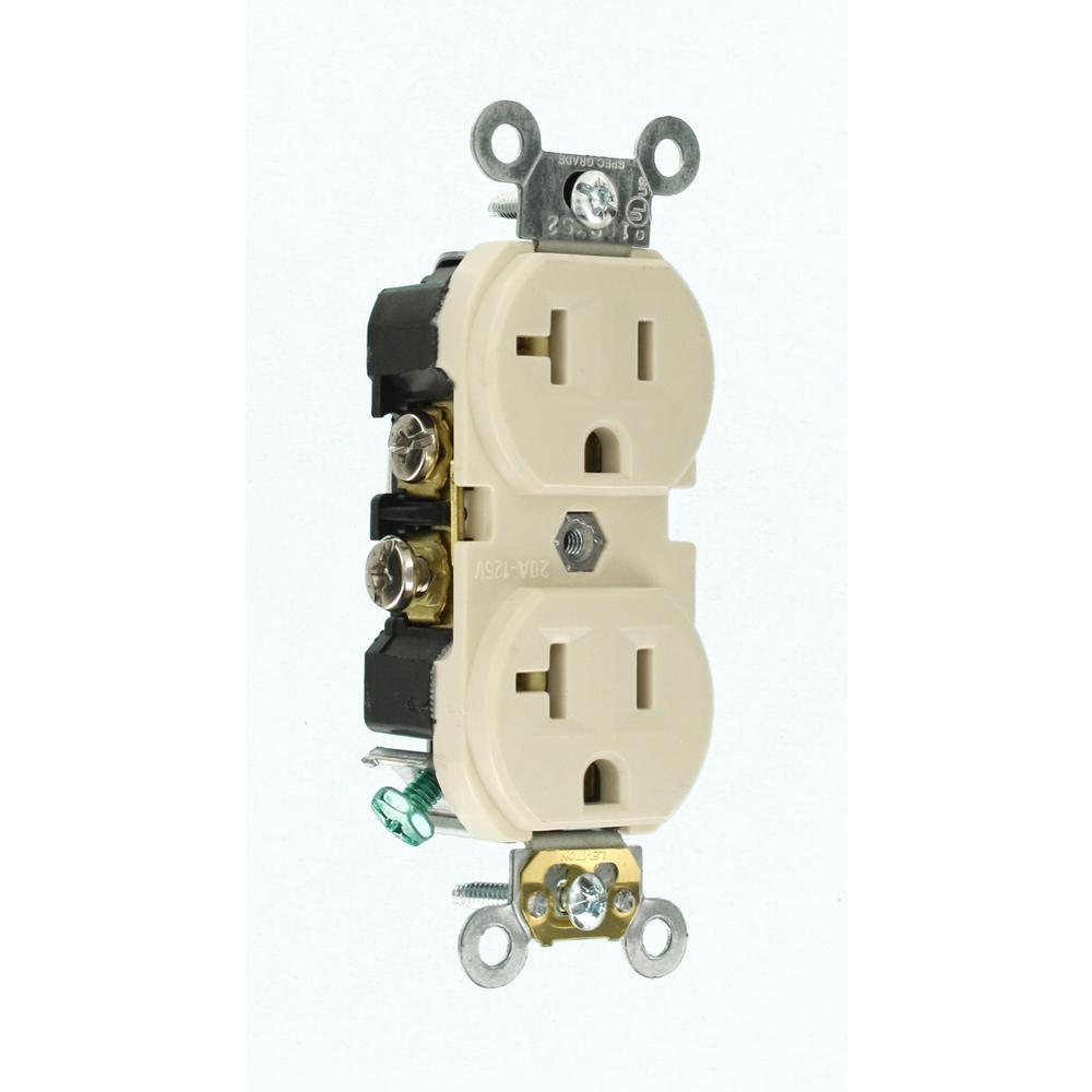 20 Amp Commercial Grade Duplex Outlet, Light Almond - Super Arbor