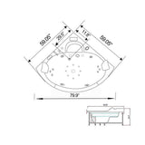 Sant'Angels with Heater 59 in. Acrylic Center Drain Corner Alcove Whirlpool Bathtub in White - Super Arbor