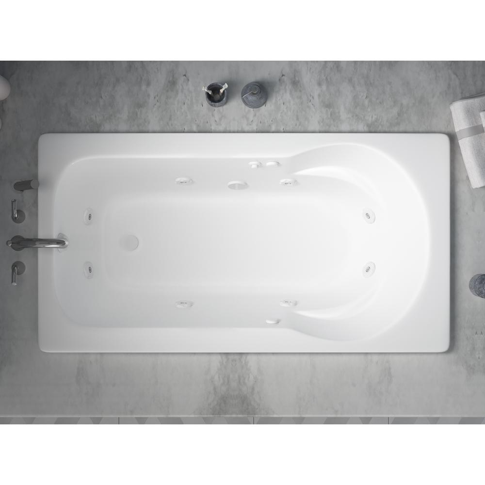 Zircon 5 ft. Right Drain Rectangular Drop-in Whirlpool Bathtub in White - Super Arbor