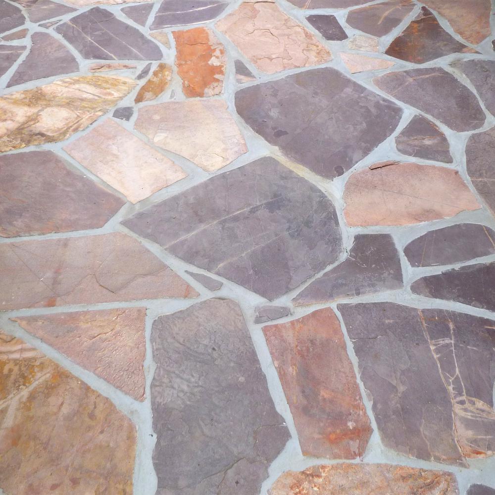 16 in. x 12 in. x 2 in. 120 sq. ft. Mexican Rose Natural Flagstone for Landscape, Gardens and Pathways - Super Arbor