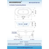 Tion 59 in. Acrylic Freestanding Double Ended Air Bath Bathtub with Drain and Overflow Included in White - Super Arbor