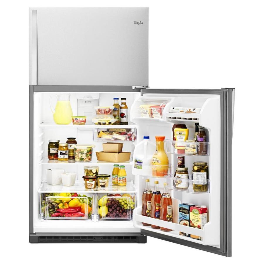 Whirlpool 20.5-cu ft Top-Freezer Refrigerator with Optional Ice Maker Kit- White - Super Arbor