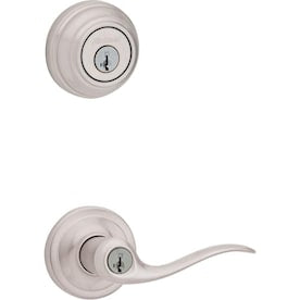 Kwikset Tustin Satin Nickel Smartkey Single-Cylinder Deadbolt Universal Keyed Entry Door Handle Combo Pack (1 Handle and 1 Deadbolt) - Super Arbor
