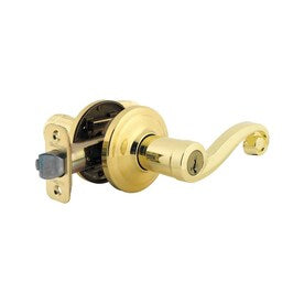 Kwikset Ashfield Polished Brass Smartkey Universal Keyed Entry Door Handle - Super Arbor