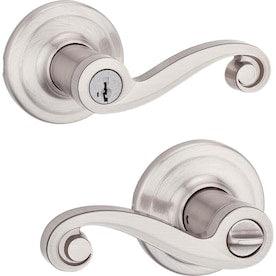 Kwikset Ashfield Satin Nickel Smartkey Universal Keyed Entry Door Handle - Super Arbor
