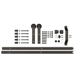 72 in. Matte Black Strap Sliding Barn Door Hardware Track with Pull