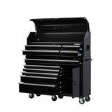 61 in. W 10-Drawer 1-Door Combination Tool Chest and Rolling Cabinet Set in Gloss Black