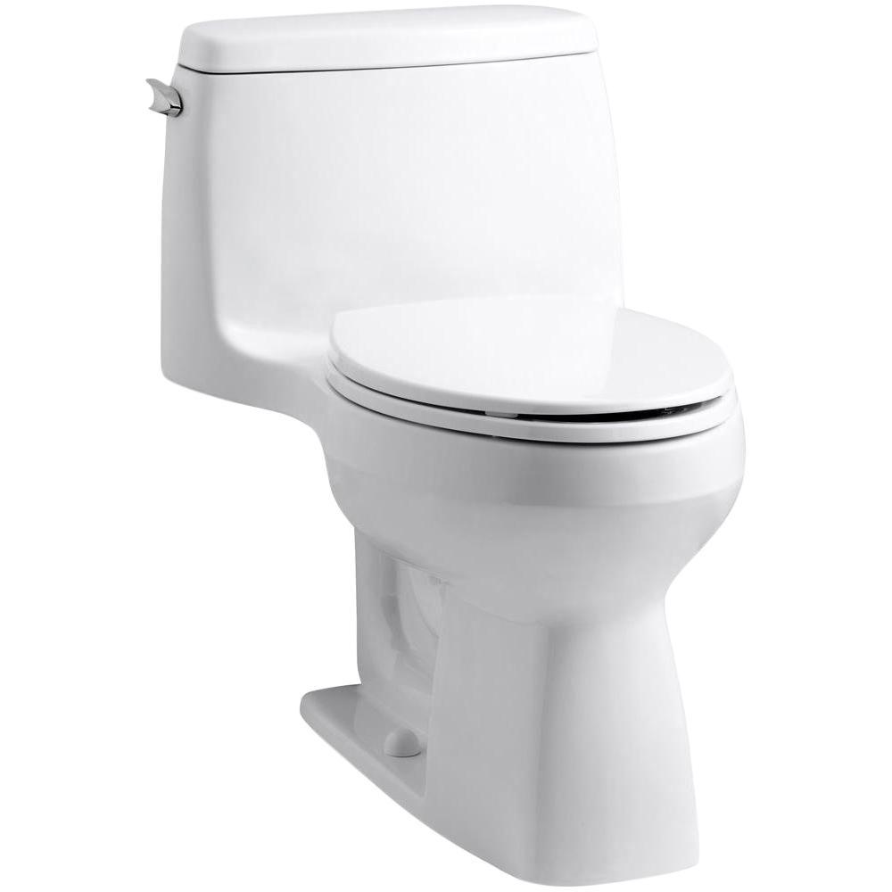 Santa Rosa Comfort Height 1-Piece 1.28 GPF Compact Single Flush Elongated Toilet in White, Seat Included (3-Pack) - Super Arbor