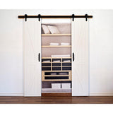 36 in. x 84 in. Board and Batten Primed Solid Wood Split Barn Door with Hardware Kit - Super Arbor