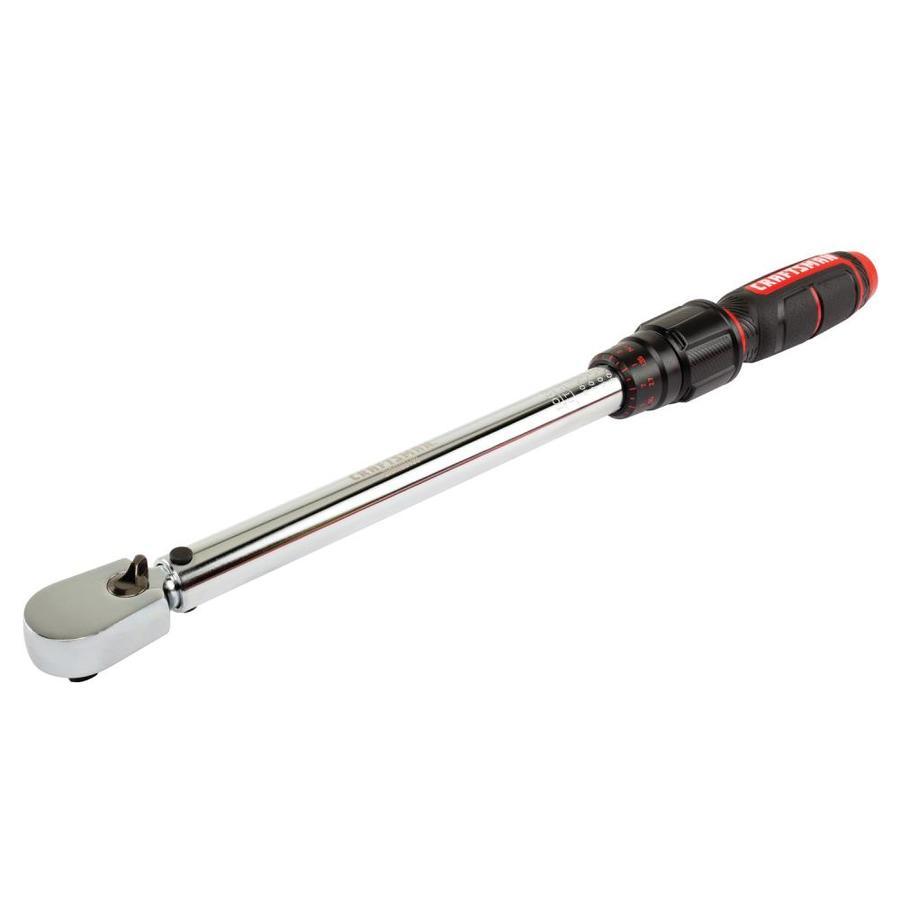CRAFTSMAN 3/8-in Drive Click Torque Wrench, 20–100 ft-lb Range, Polished Chrome