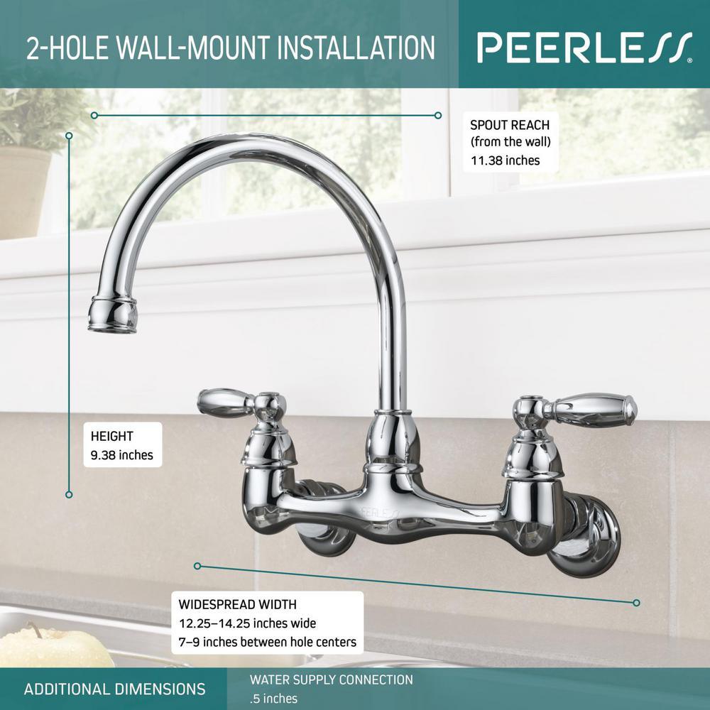 Choice 2-Handle Wall Mount Kitchen Faucet in Chrome - Super Arbor