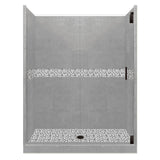 Del Mar Grand Hinged 36 in. x 54 in. x 80 in. Center Drain Alcove Shower Kit in Natural Buff and Satin Nickel Hardware - Super Arbor