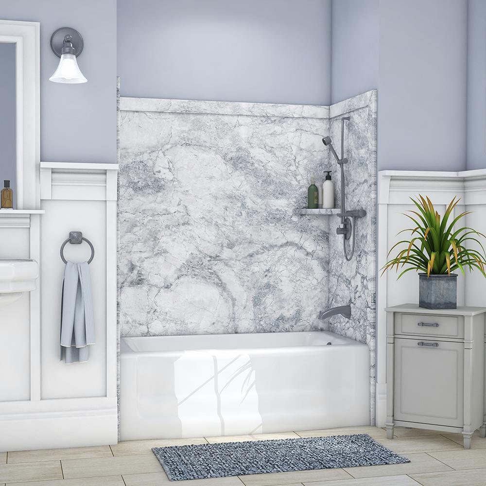 Elite 32 in. x 60 in. x 60 in. 9-Piece Easy Up Adhesive Tub Surround in Calypso - Super Arbor