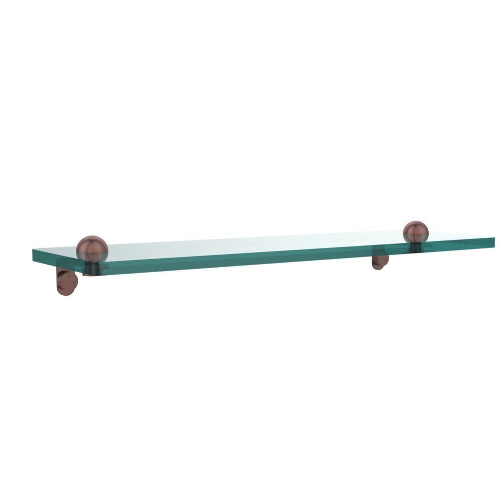 16 in. L x 2 in. H x 5 in. W Clear Glass Vanity Bathroom Shelf in Satin Nickel - Super Arbor