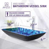 Voce Series Deco-Glass Vessel Sink in Lustrous Blue - Super Arbor