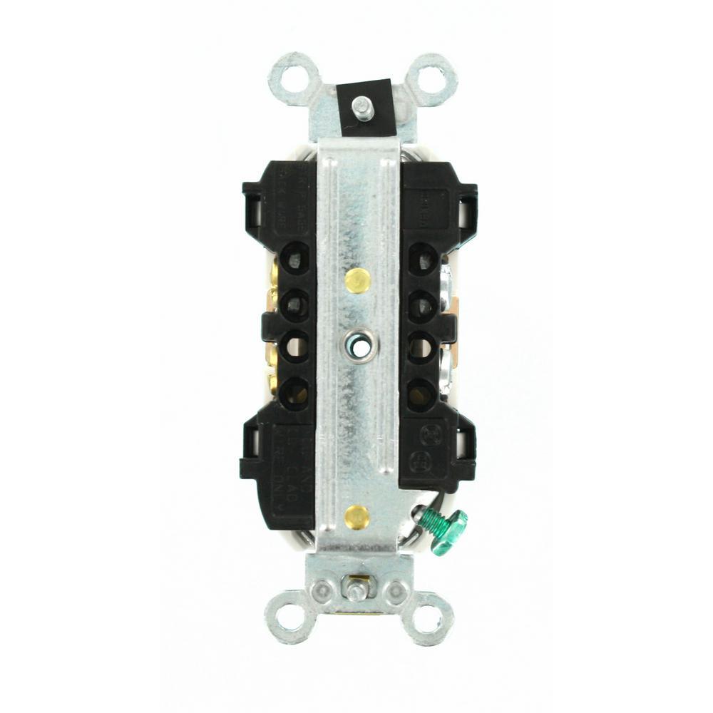 15 Amp Industrial Grade Narrow-Body Duplex Outlet, White - Super Arbor