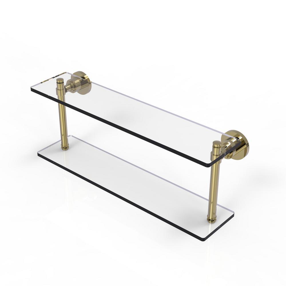 Washing Square Collection 22 in. 2-Tiered Glass Shelf in Matte Black - Super Arbor