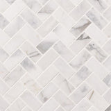 MSI Calacatta Cressa Herringbone 12 in. x 12 in. x 10 mm Honed Marble Mesh-Mounted Mosaic Tile (9.4 sq. ft. / case)