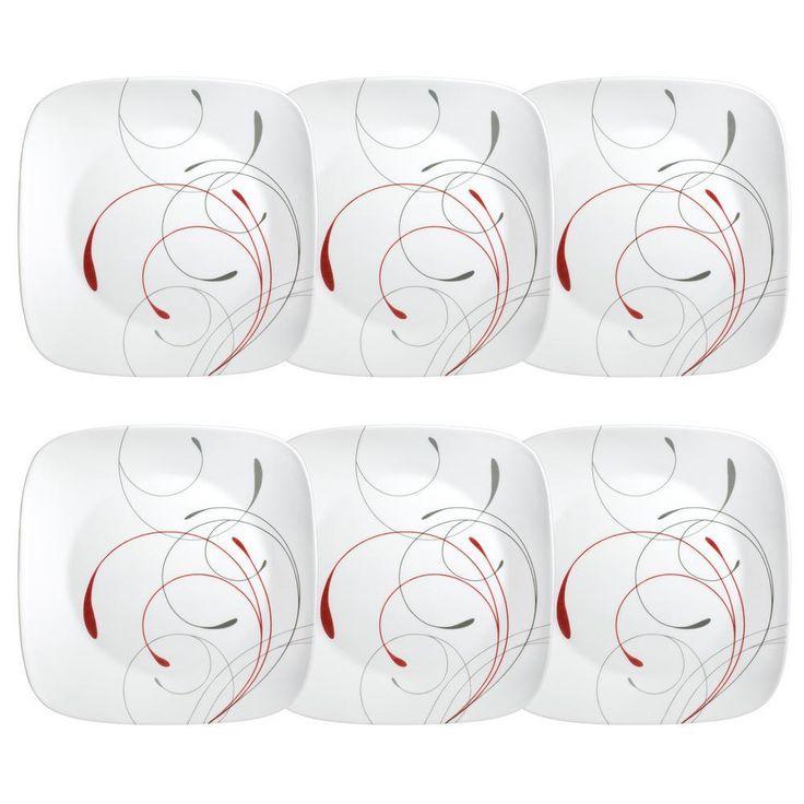 Splendor Vitrelle; Square Splendor Vitrelle 6-Piece Contemporary Splendor Glass Dinnerware Set (Service for 6)