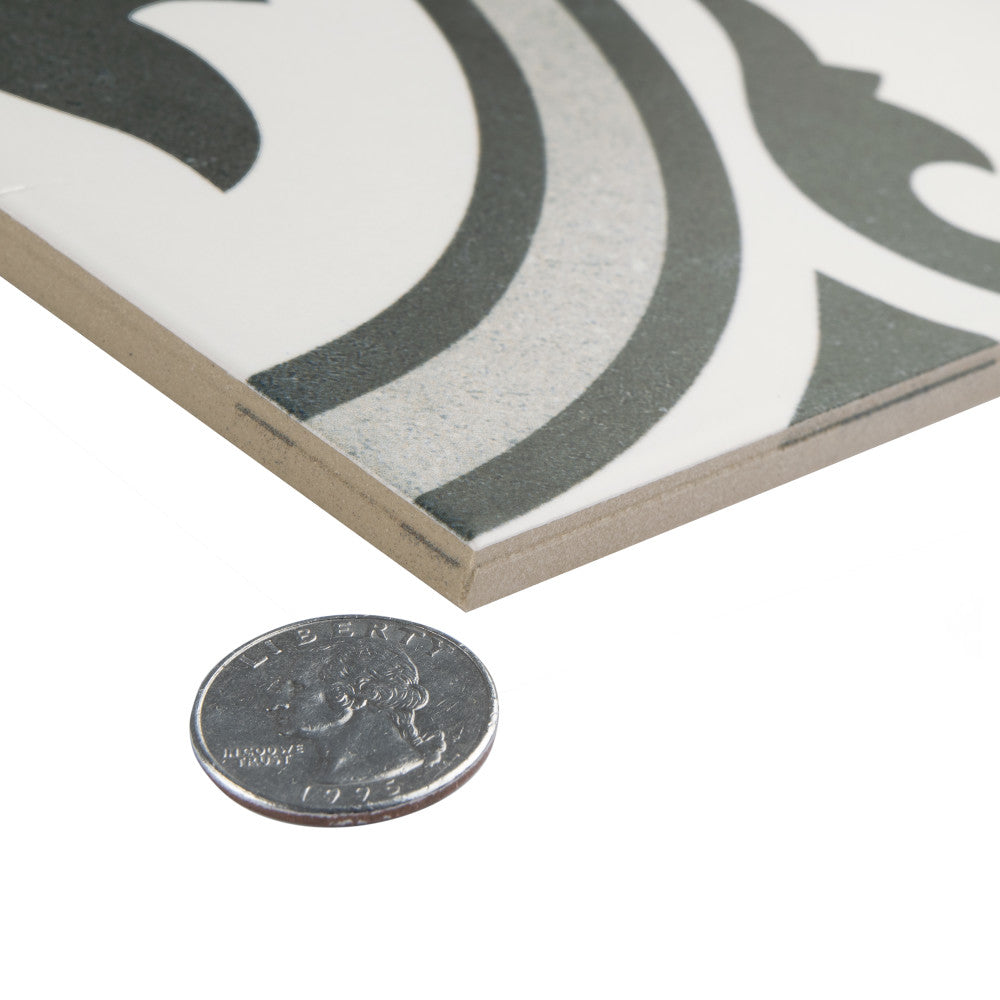 Merola Tile Arte Grey Encaustic 9-3/4 in. x 9-3/4 in. Porcelain Floor and Wall Tile (11.11 sq. ft. per case)