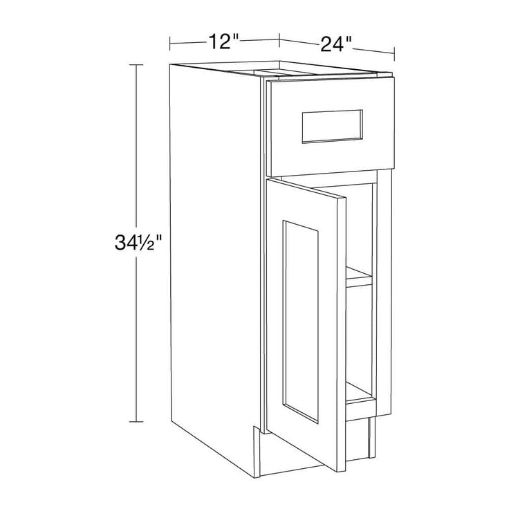 Home Decorators Collection Newport 12 in. W x 24 in. D x 34.5 in. H Assembled Plywood Base Kitchen Cabinet in Deep Onyx with Soft Close LH